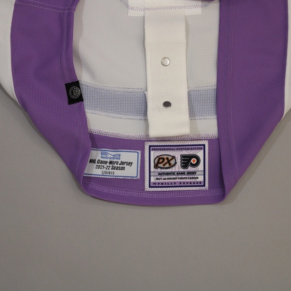 Philadelphia Flyers Ivan Provorov warmup worn Hockey Fights Cancer jersey w/ COA - Picture 5 of 8